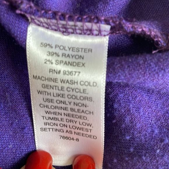 Liz Claiborne purple long sleeve top with tie - Picture 5 of 7